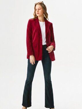 Vintage Escada Black Label Red Velvet Blazer Structured Jacket EU 40